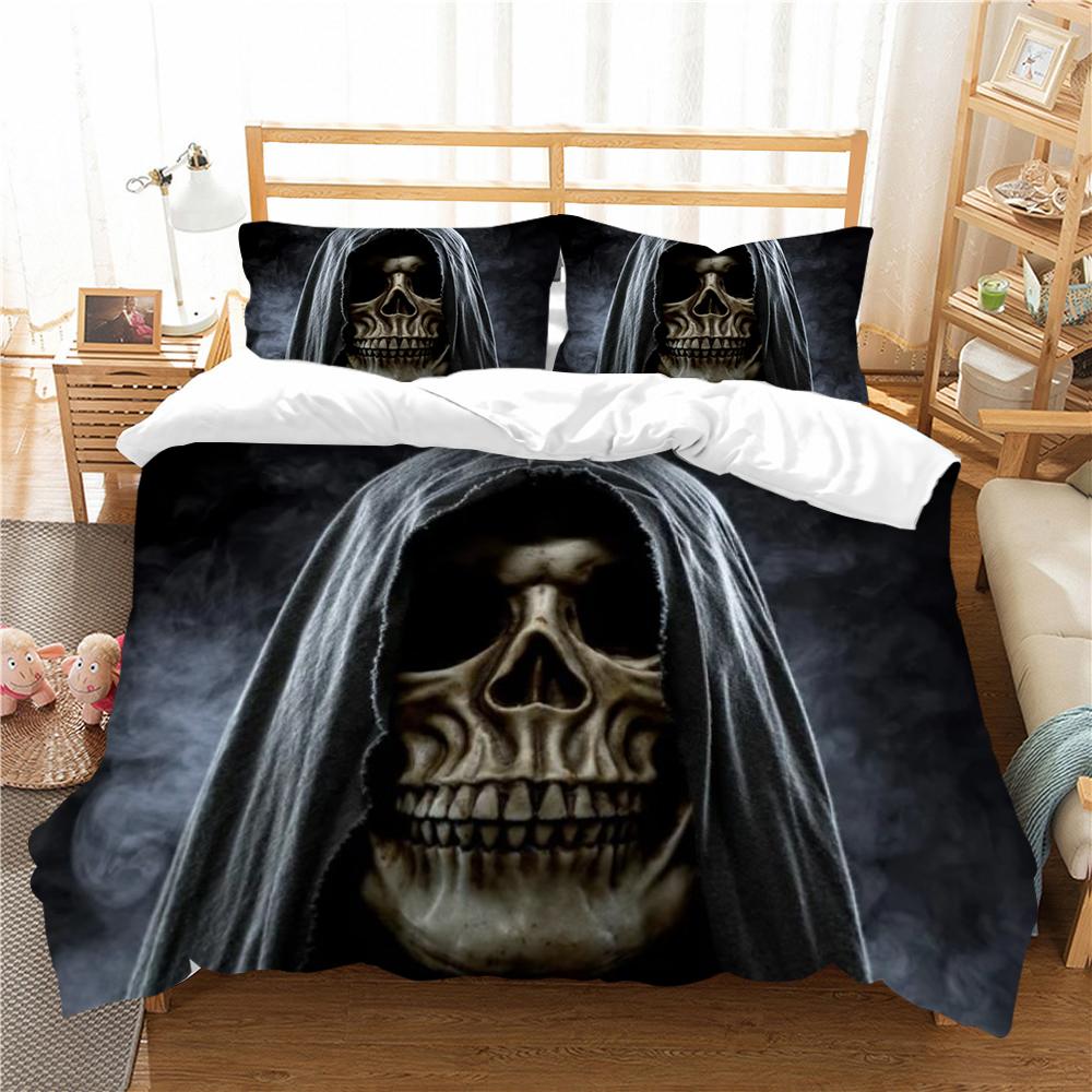 Покрывало на кровать с принтом 3D-черепов, комплект пододеяльников, комплект постельного белья для мальчиков и девочек, односпальный размер, высокое качество