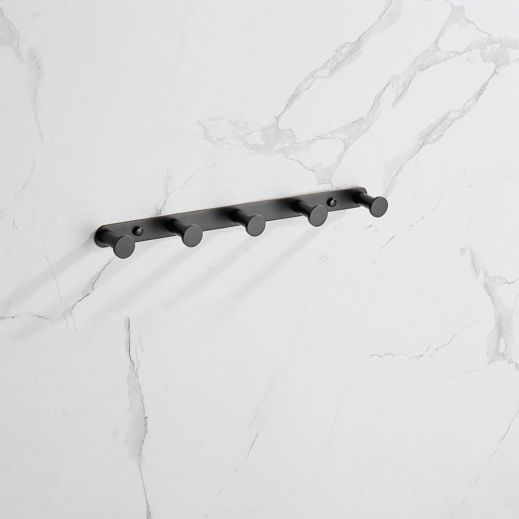 Bathroom Accessories Towel Hook Matte Black Towel Robe Coat Rack Rows Hooks