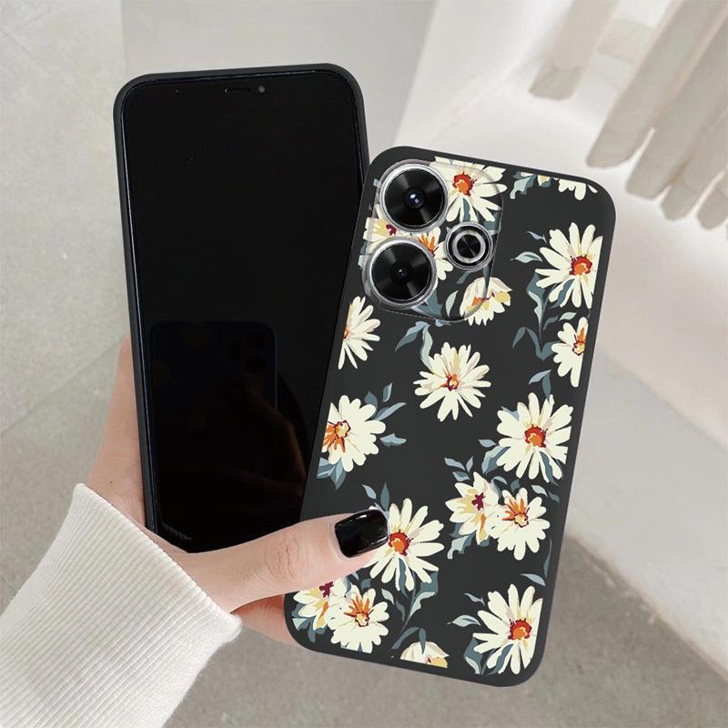 Мягкий силиконовый чехол с цветком для Samsung A55 A35 M35 S24 Xiaomi Redmi Note 13 Pro 14 Poco C65 iPhone Huawei Honor 200 70 Realme 9 Camera Противоударный чехол