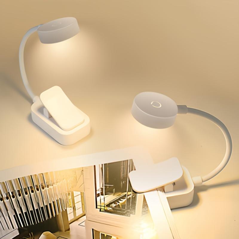 1PC Folding Mini Clip Book Lamp USB Rechargeable LED Night Light 3 Modes Eye Protection Stepless Dimmable Flexible Bedroom Reading