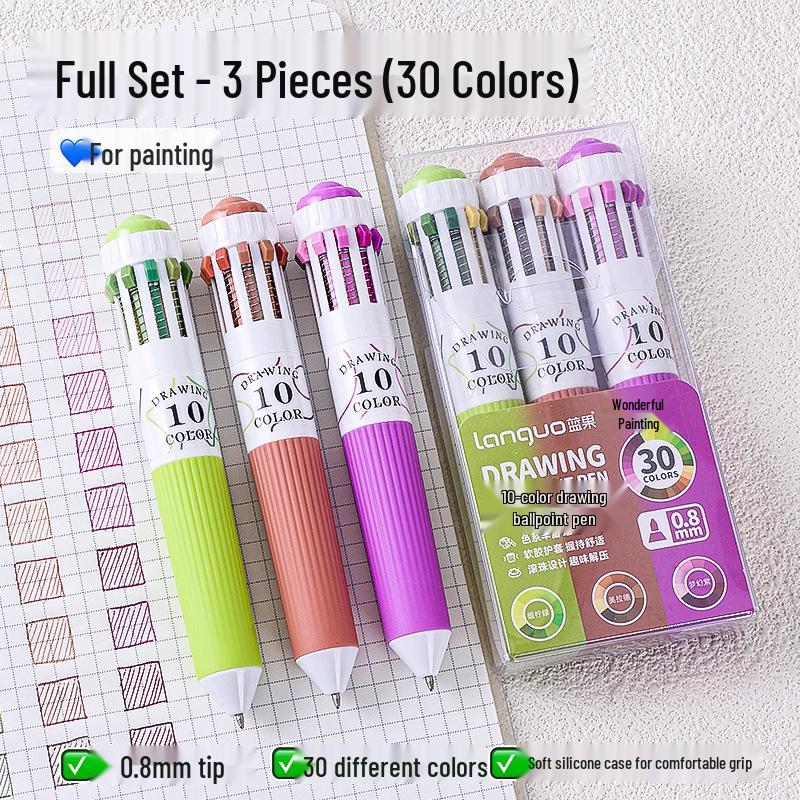 Набор 60-цветных многоцветных шариковых ручек с нажимным механизмом Blue Fruit – Десятицветная многофункциональная ручка для журнала «все в одном».