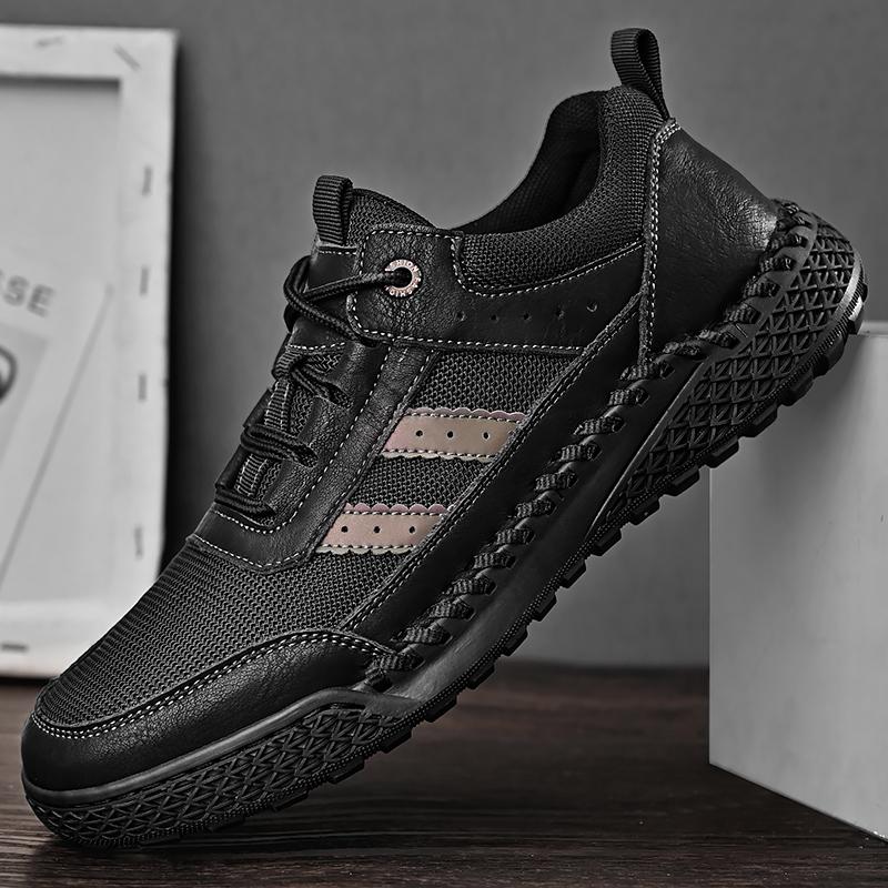 Сшитые вручную мужские кроссовки для активного отдыха, модная классическая обувь для вождения, нескользящая походная обувь, повседневная мужская обувь из кожи ручной работы