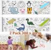 300 см Клейкая Бумажная Рулонная Бумага, 2 шт. Рулон для Рисования DIY с 12 Акварельными Карандашами, Бумажный Рулон для Раскрашивания в Подарок Детям, Обучающие Игрушки для Детей