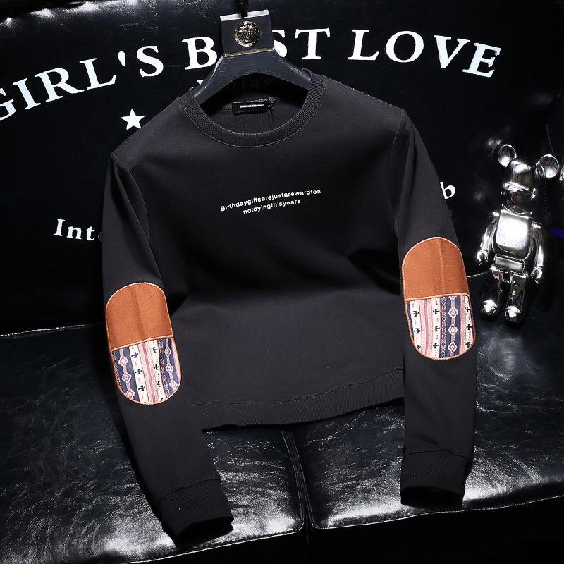 Корейская мода осень новые мужские O-образный вырез пэчворк контрастный цвет HighStreet тренд универсальные повседневные свитшоты с длинным рукавом топы