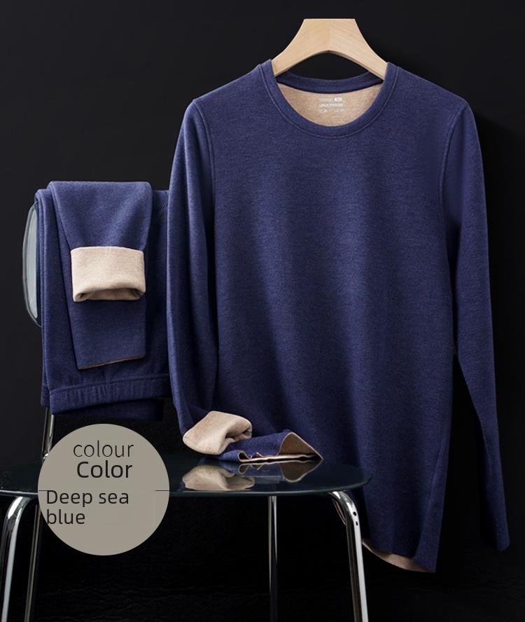 Men's Thermal Cashmere Silk Velvet Half-Turtleneck Suit for Winter Warmth