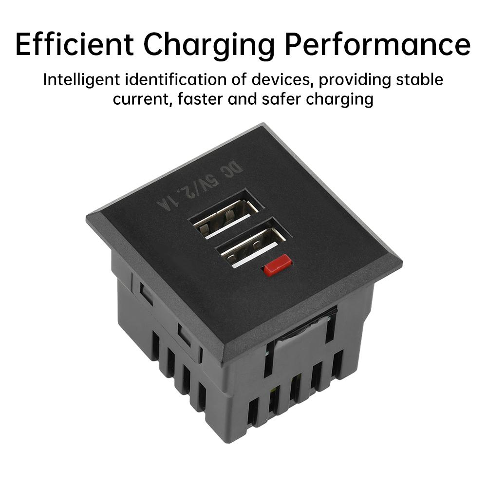 5В 2.1А Двойная USB розетка Встраиваемая USB настольная розетка Модуль зарядки от сети переменного тока Розетка с интерфейсом быстрой зарядки QC