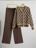 Женский осенне-зимний вязаный свитер и брюки палаццо