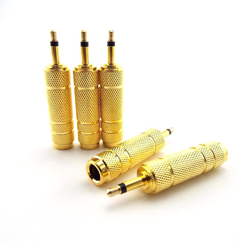 10 шт. 6,35 мм 1/4" моно штекер на 3,5 мм 1/8" гнездо разъем аудио динамик моно терминал штекер адаптер для наушников позолоченный 6,5 мм