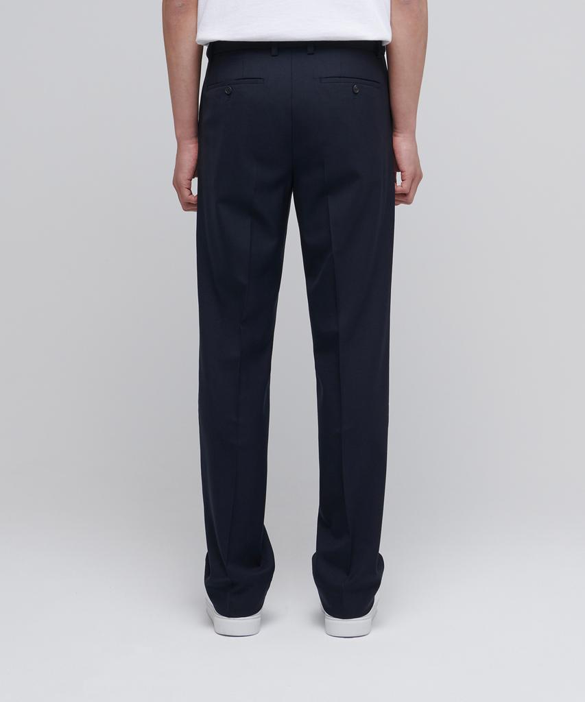 MUSINSA STANDARD Wool Semi-Wide Hidden Elastic Waist Slacks [Navy]