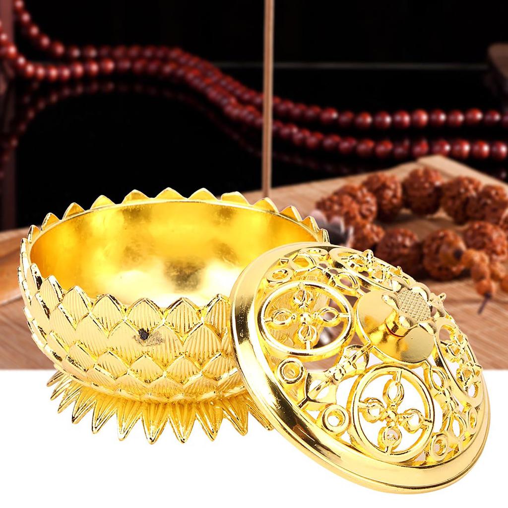 Zinc Alloy Home Decoration Lotus Incense Burner 7*5cm Joss Stick Holder(Gold)