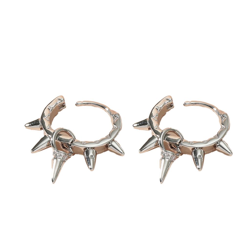 Fresh and exaggerated metal thorn earrings, personalized inlaid zircon design, stud earrings, versatile earrings.