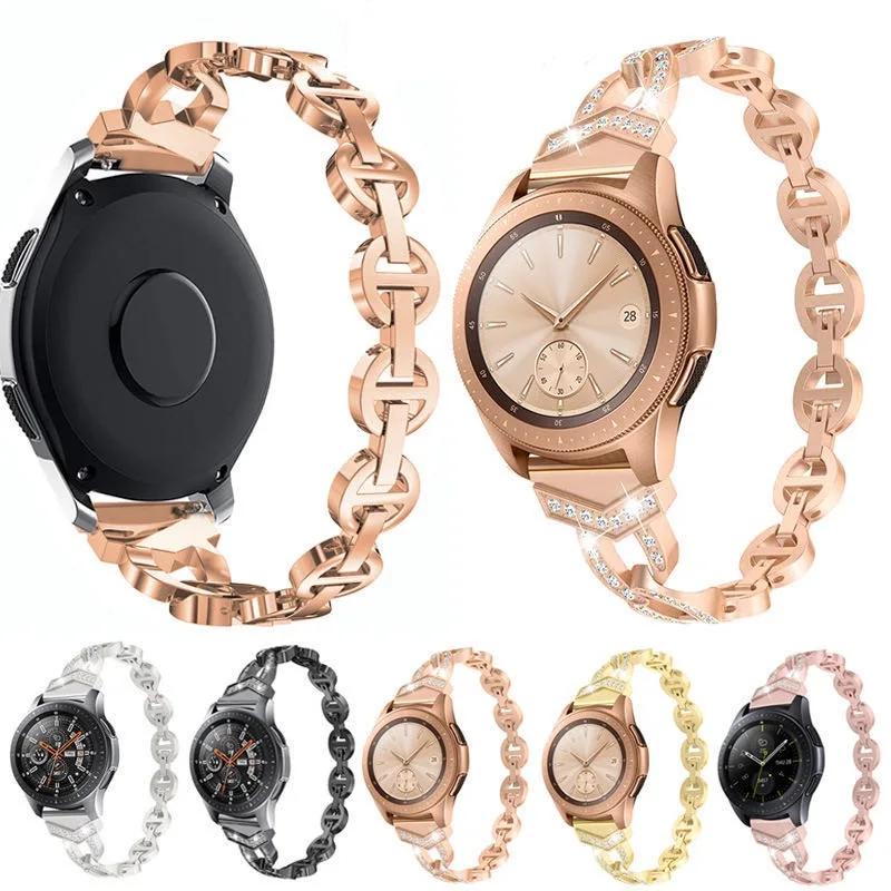 Металлический алмазный ремешок для Samsung Watch 7 6 5 4 FE Huawei GT5/4/3/2 Металлический ремешок с быстросъемным креплением для Amazfit Active 2/GTR 4/GTS 4