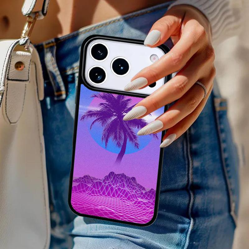Неоновый Vaporwave Арт Чехол для Телефона Для iPhone 17 Air 14 15 13 12 Max Чехол Для Apple 16e 11 Pro Max Plus Coque
