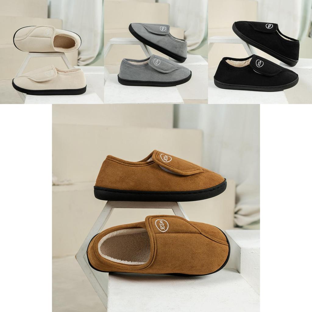 Indoor Men Women Warm Plush Cotton Slippers With Nonslip Tpr Sole For Home Comfort