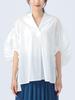 Beams Heart Shirt with Gathered Sleeves and Skipper OFF One Size Women's S/S Top, WHITE,