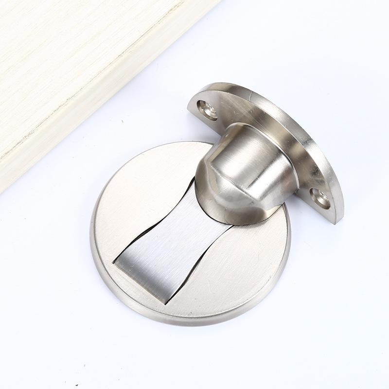 Magnetic Door Stopper Brushed Satin Nickel Floor Metal Invisible Adhesive Door Holder
