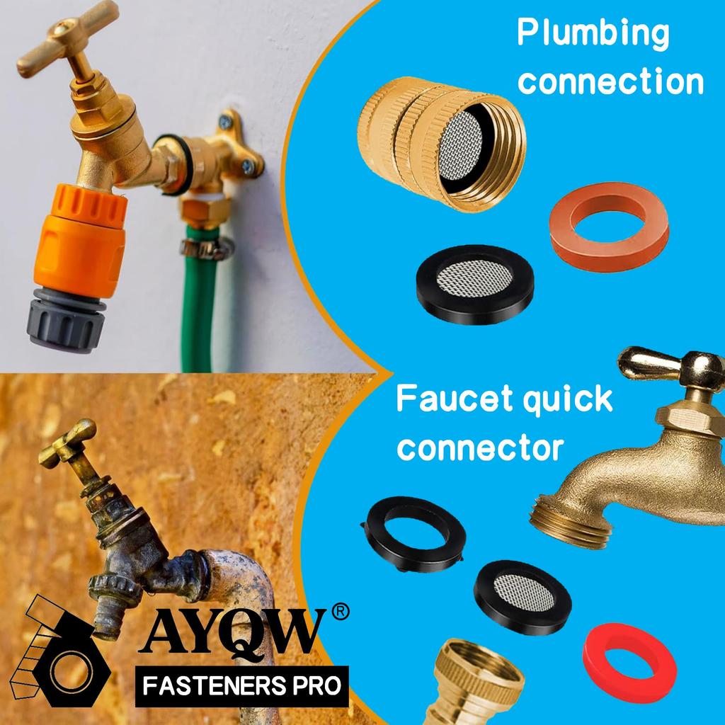 Набор из 203 шт. сантехнических шайб и прокладок для смесителей для различных кранов, водяных шлангов, уличных садовых кранов, разветвителей, прокладок от протечек