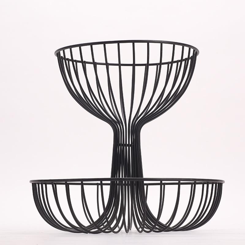 Металлическая двухъярусная корзина для фруктов, подставка для фруктов, держатель для хранения и организации