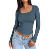 European & American Women's Slim-fit Milk Silk Long-sleeve Navel-baring T-shirt - Autumn Fashion Pullover.