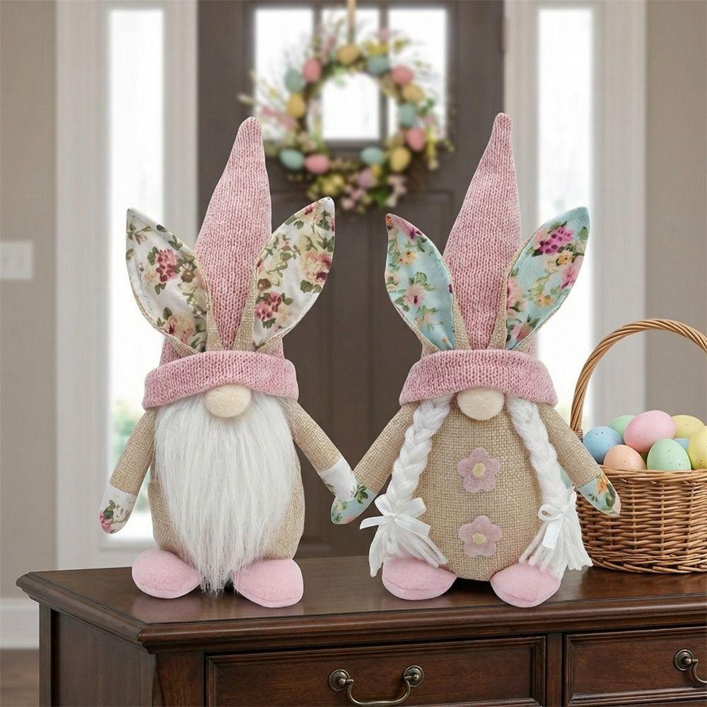Spring Bunny Themed Easter Bunny Gnome Faceless Design Elf Stuffed Doll Tabletop Decor
