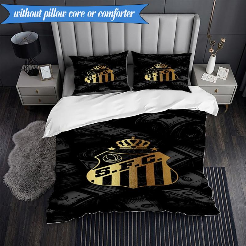 3PCS Fc Crest Design Printed Soft Bedding Set,Including 1pc Duvet Cover And 2pcs Pillowcases Perfect for Bedroom, Dormitory, Fan gift