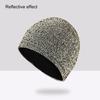 Knitted Reflective Hat Windproof High Elasticity Dome Double-layered Plush Lined Street Style