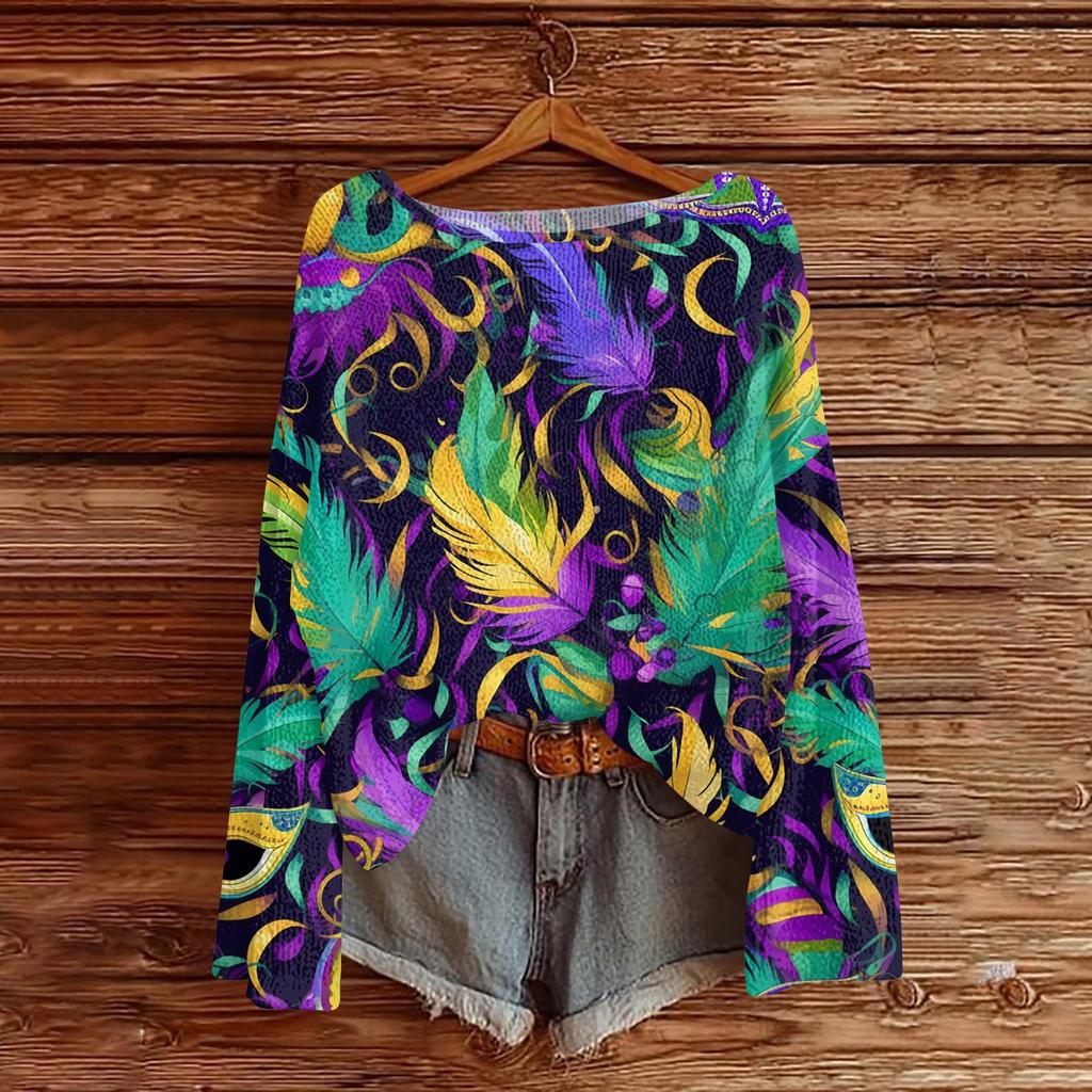 Женский модный пуловер с круглым вырезом, длинным рукавом и принтом, повседневный