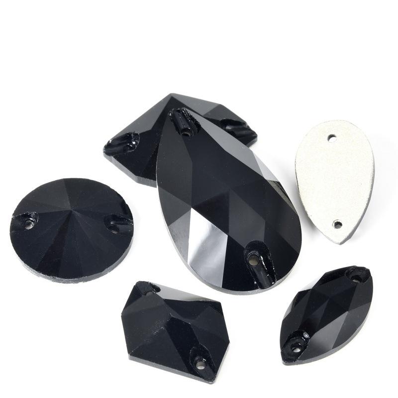 Mixed Shape Gold Bottom Hand-Sewn Drill, Water Drop Horse Eye Satellite Double Hole Flat Buckle Diy Clothing Accessories Accessories Rhinestone