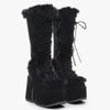 Winter Big Size 43 Y2k White Punk Style Women's Faux Fur Chunky Platform Boots Gothic Black Block High Heels Shoes