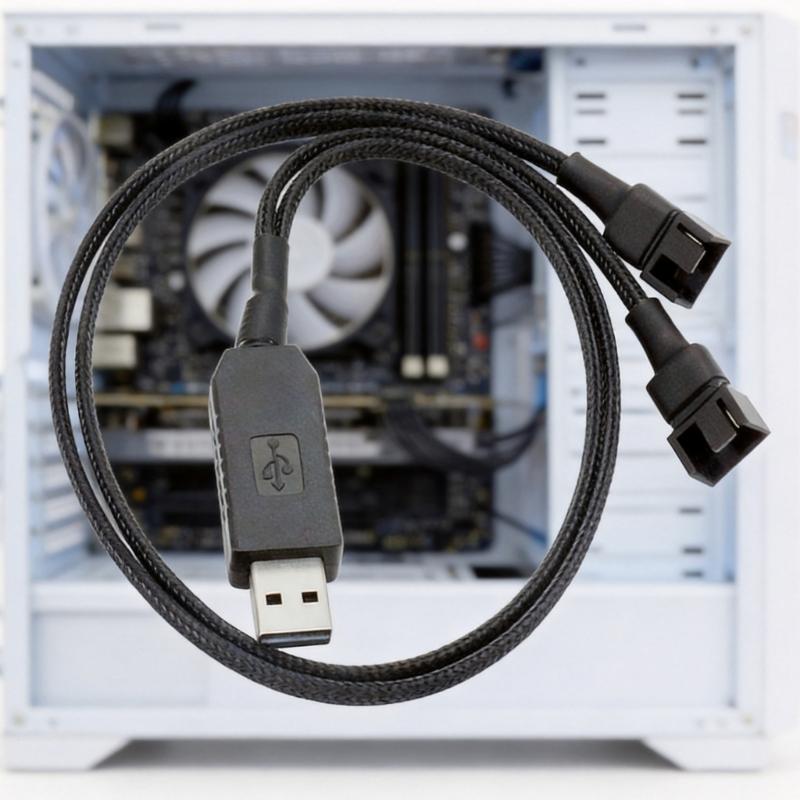 USB-кабель-усилитель с 4-контактным разъемом Преобразует 5 В в 12 В для вентилятора ПК, из ПВХ, со стабильной выходной мощностью