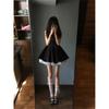 Summer Mesh Black Sleeveless Vest Dress Women's Casual Style New Waist and Thin Short Skirt
