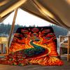 1pc Peacock Feather Print Print Outdoor Blanket, Lightweight Polyester,
