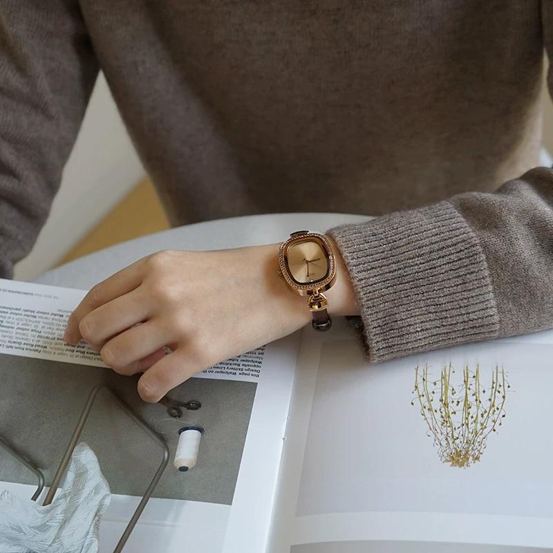 Julius Watch Korean Rhinestone Wristwatch Retro Artistic Waterproof Chic Women's Watch Ins Quartz Watch