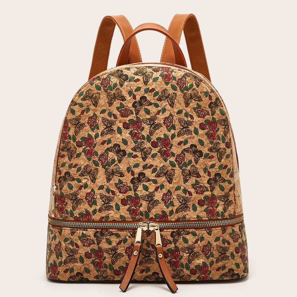 Рюкзак из пробки для женщин Бохо Стиль Daypacks Винтажная Печать Сумка-портфель Подростковая Школьная Сумка Женская Легкая Многоцелевая Дорожная Рабочая Сумка