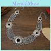 Simulation Style Ethnic Gemstone Decoration Hollow Design Women Necklace Metal