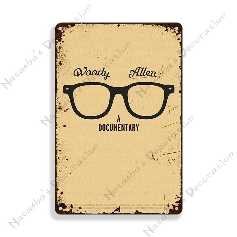 Woody Allen Movie Director Metal Plate Rusty Metal Signs Decorative Plate Metal Plaque Wall Tin Sign Man Cave Club Wall Decor