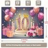 2D Pink Gold 10th Birthday Backdrop with Candles, Roses & Gift Boxes Party Banner