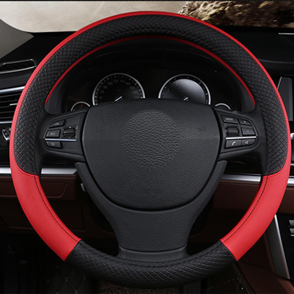 Car Steering Wheel Cover Breathable Anti Slip PU Leather Steering Covers Suitable 37-38cm Auto Decoration Car Accessories