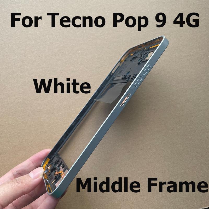 6.67" For Tecno Pop 9 4G Middle Frame Front Bezel Faceplate Frame With Side Button Repair Spare Parts