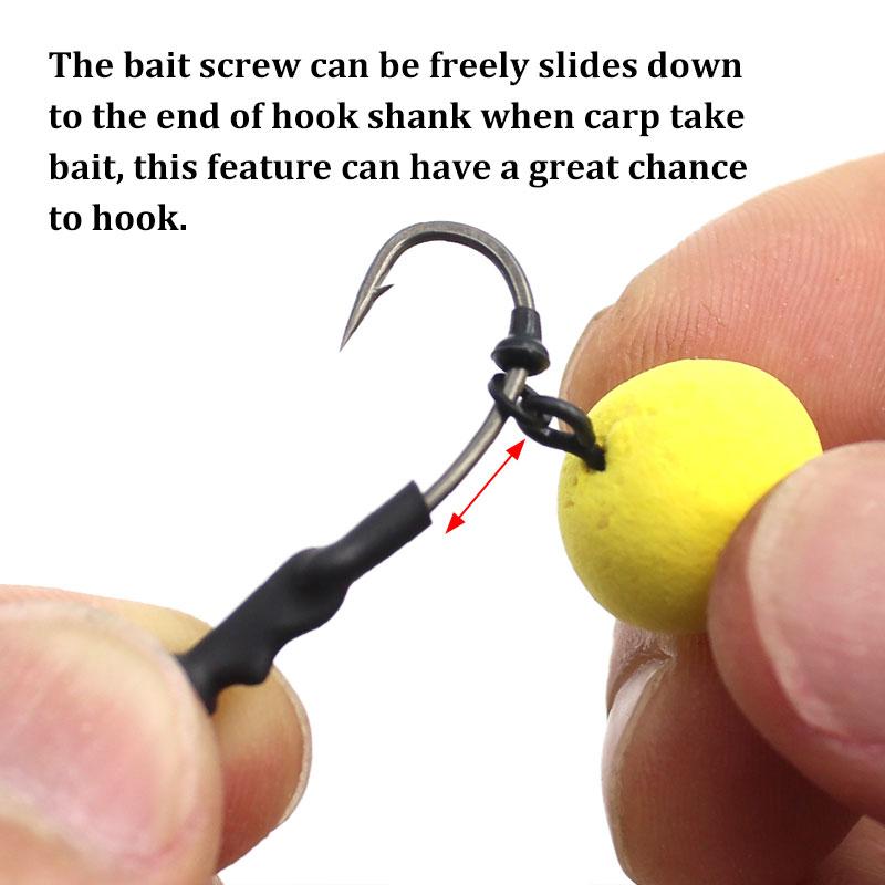 4 шт., снасти Ronnies с винтом для наживки/кольцом, вертлюг, рыболовный крючок с сильным изогнутым хвостовиком, готовая оснастка для ловли карпа, аксессуары для ловли карпа, снасти