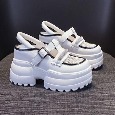 Сетчатые дышащие туфли на платформе с закрытым носком, летняя одежда, новые босоножки на танкетке, летняя женская обувь