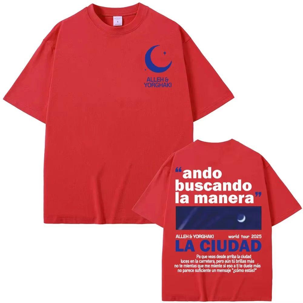 Y2k Fashion Tops Alleh Yorghaki La Ciudad Worid Tour 2026 T Shirt Hip Hop Punk Tshirts Casual Print Cotton Streetwear Unisex