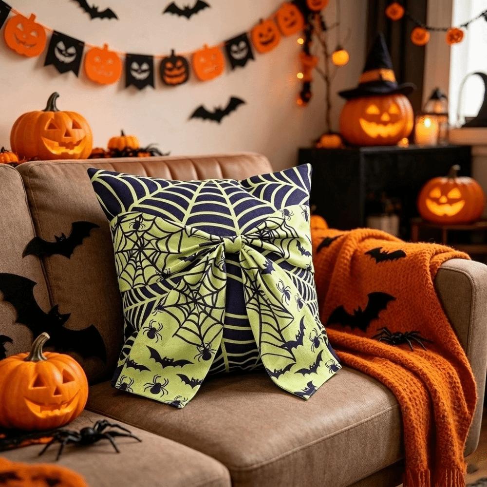 Washable Halloween Ghost Pillowcase Gothic Style Bat Pillowslip Throw Pillow Cases Party