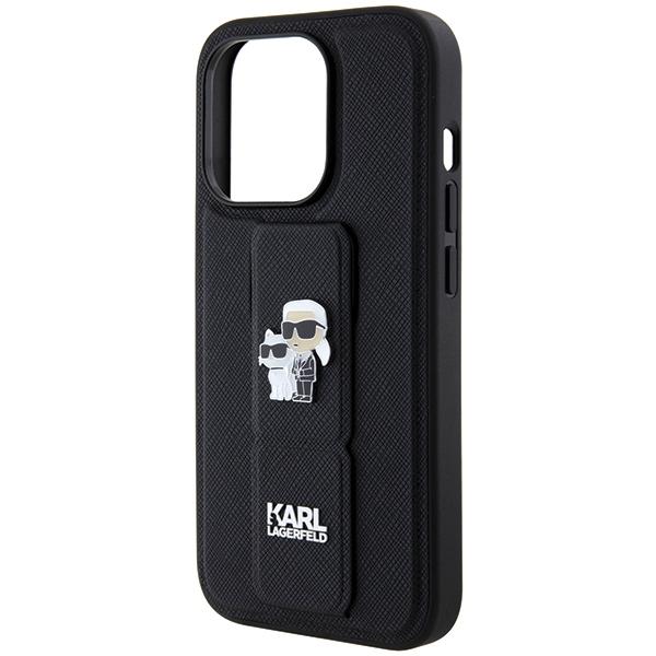 Karl Lagerfeld KLHCP13LGSAKCPK iPhone 13 Pro / 13 6.1" black/black hardcase Gripstand Saffiano Karl&Choupette Pins
