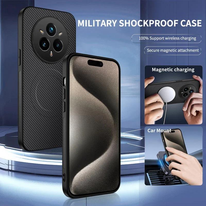 Carbon Fiber Texture Phone Case For Realme 14X 14 Pro Plus 5G Magnet Wireless Charging Shockproof Silicone Soft Back Cover Cases