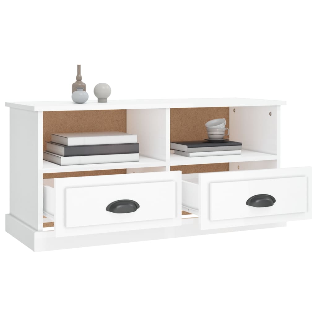 Vidaxl Szafka Pod Tv, Biała Na Wysoki Połysk, 93X35,5X45 Cm