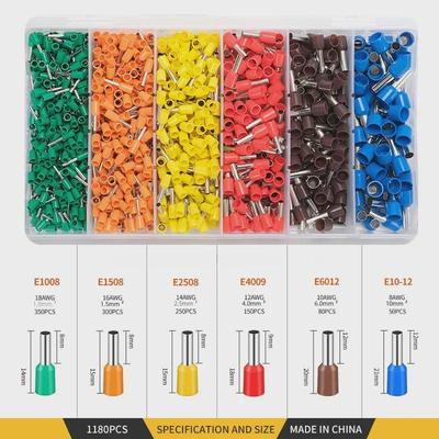 VE1180PCS Комплект ушных клемм для домашней электропроводки, 6 размеров (1-10 квадрат)