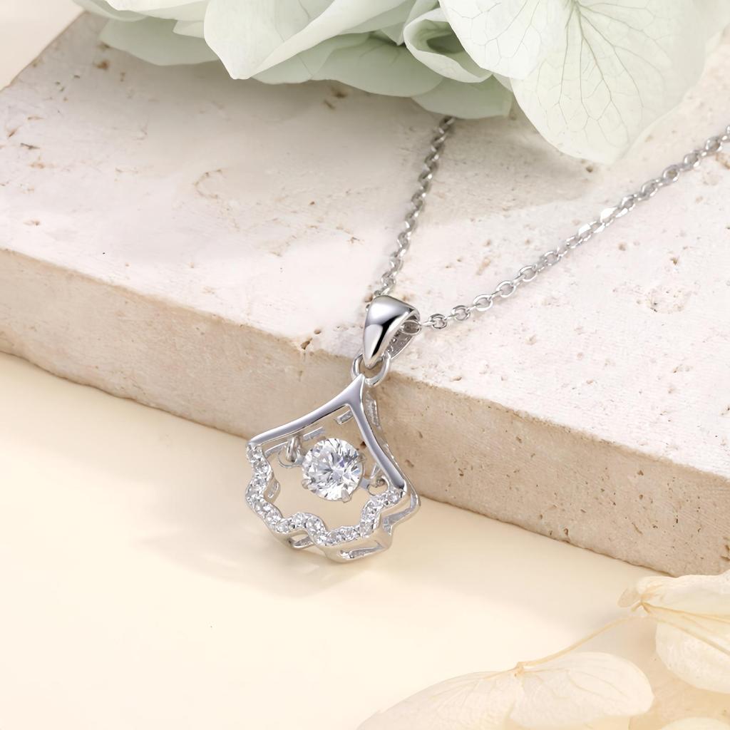 Серебряный кулон S925 в виде листа гинкго и абрикоса - Корейский и японский стиль для женщин