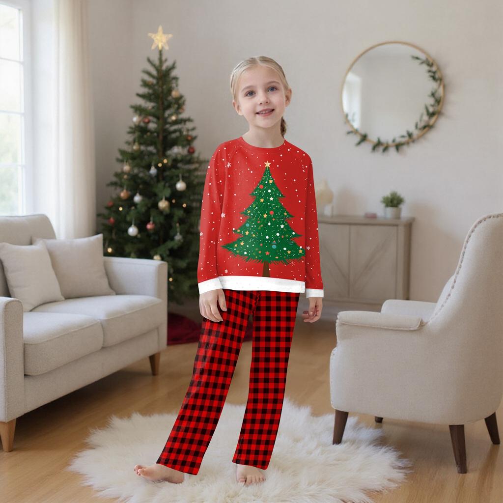 Christmas Prints Family Matching Long Sleeve Tops+Pants Set Family Matching Sets