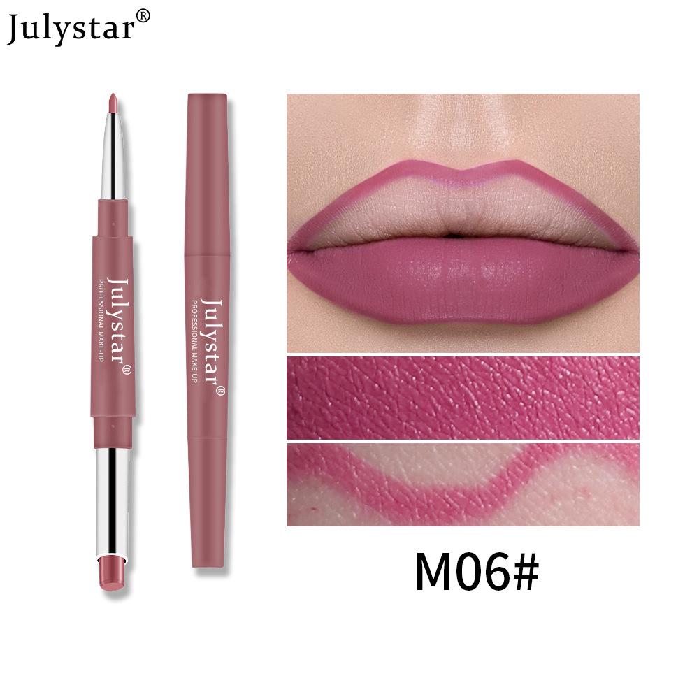 Европейская и американская двусторонняя стойкая помада и карандаш для губ - Розовый выдвижной не тускнеющий, не оставляющий следов на чашке.